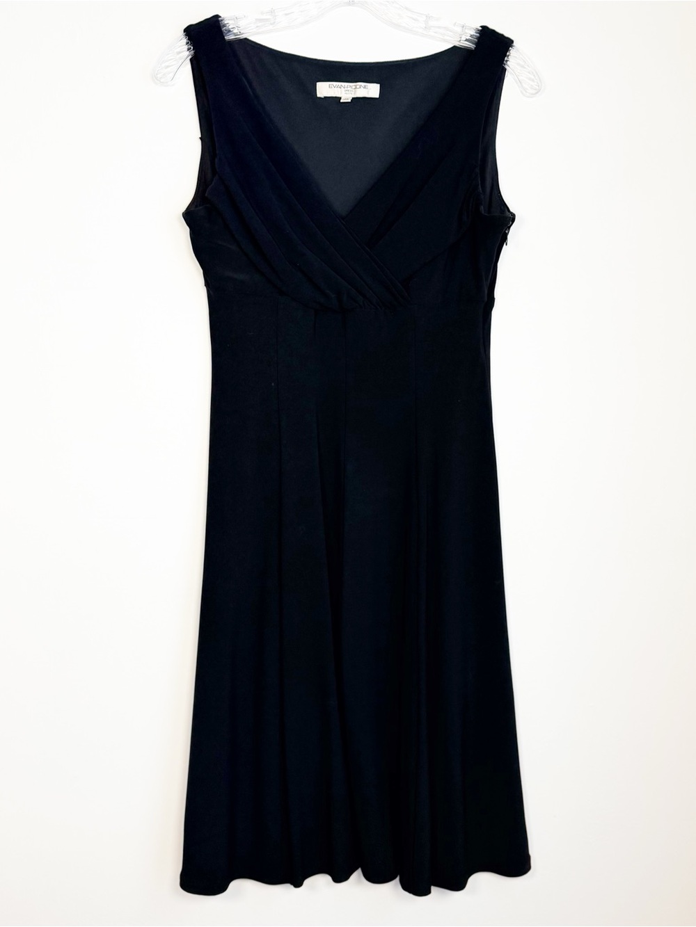 Vintage Evan Picone Black Sleeveless V-Neck A-Line Dress